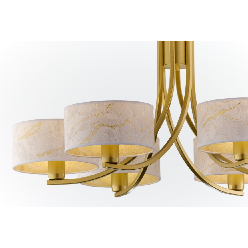 Jupiter 2098 - Πολυέλαιος με αλυσίδα ARTHUR 6xE27/15W/230V λευκό/χρυσό/μαρμάρινη διακόσμηση