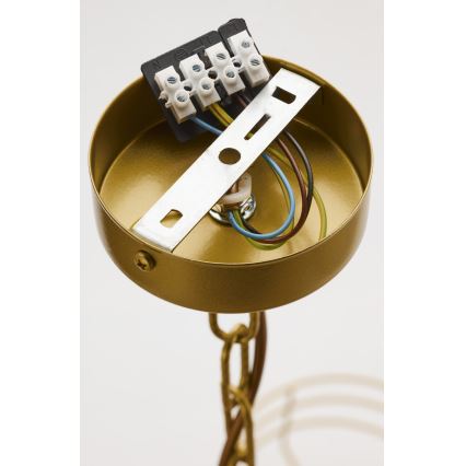 Jupiter 2098 - Πολυέλαιος με αλυσίδα ARTHUR 6xE27/15W/230V λευκό/χρυσό/μαρμάρινη διακόσμηση