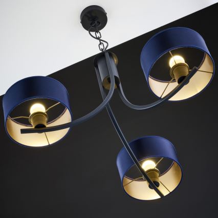 Jupiter 2099 - Πολυέλαιος με αλυσίδα ARTHUR, 3xE27/15W/230V, μπλε/μαύρο