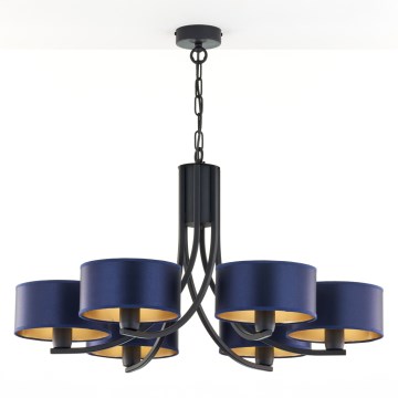 Jupiter 2102 - Πολυέλαιος με αλυσίδα ARTHUR 6xE27/15W/230V μπλε/μαύρο
