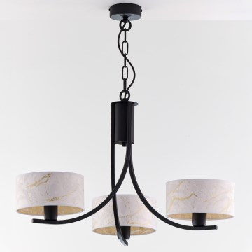 Jupiter 2103 - Πολυέλαιος με αλυσίδα ARTHUR 3xE27/15W/230V λευκό/μαύρο/μαρμάρινο φινίρισμα