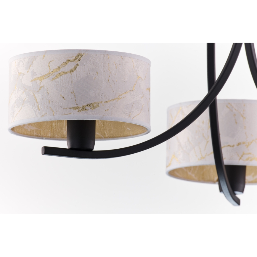 Jupiter 2103 - Πολυέλαιος με αλυσίδα ARTHUR 3xE27/15W/230V λευκό/μαύρο/μαρμάρινο φινίρισμα