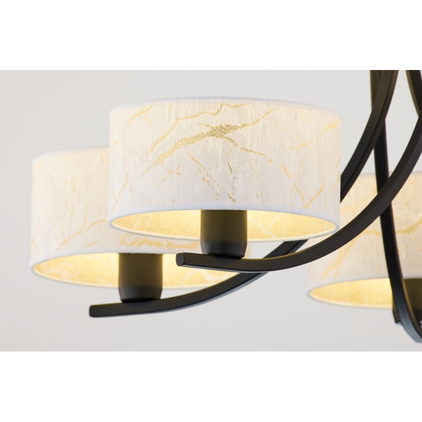 Jupiter 2104 - Πολυέλαιος με αλυσίδα ARTHUR 5xE27/15W/230V λευκό/μαύρο/μαρμάρινο σχέδιο