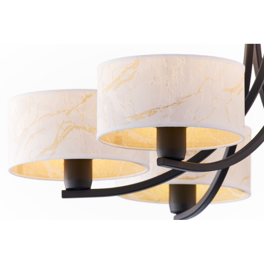 Jupiter 2105 - Κρεμαστό φωτιστικό με αλυσίδα ARTHUR 6xE27/15W/230V λευκό/μαύρο/μαρμάρινη διακόσμηση