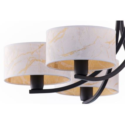 Jupiter 2105 - Κρεμαστό φωτιστικό με αλυσίδα ARTHUR 6xE27/15W/230V λευκό/μαύρο/μαρμάρινη διακόσμηση