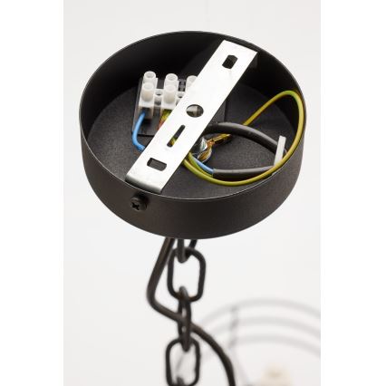 Jupiter 2105 - Κρεμαστό φωτιστικό με αλυσίδα ARTHUR 6xE27/15W/230V λευκό/μαύρο/μαρμάρινη διακόσμηση