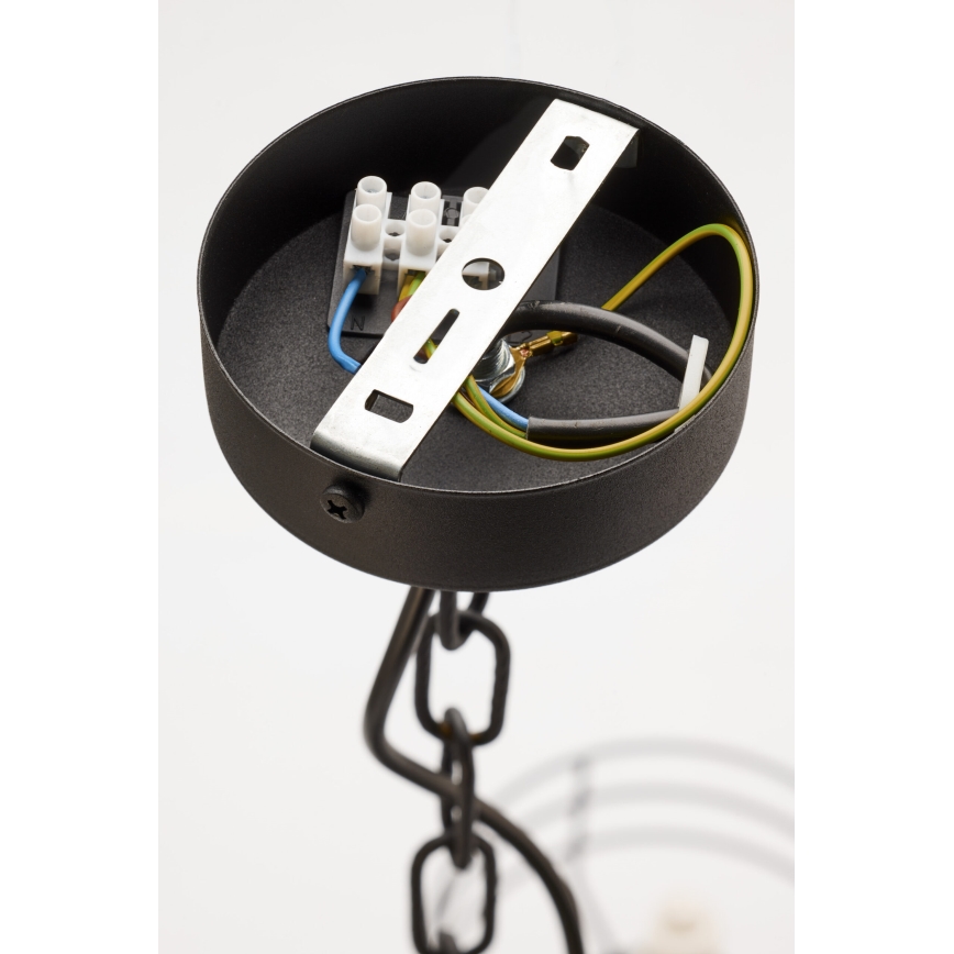 Jupiter 2105 - Κρεμαστό φωτιστικό με αλυσίδα ARTHUR 6xE27/15W/230V λευκό/μαύρο/μαρμάρινη διακόσμηση