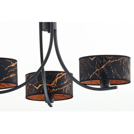 Jupiter 2106 - Πολυέλαιος με αλυσίδα ARTHUR 3xE27/15W/230V μαύρο/πορτοκαλί/απομίμηση μαρμάρου