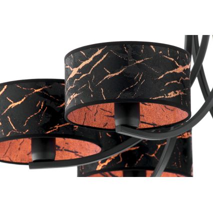 Jupiter 2108 - Πολυέλαιος με αλυσίδα ARTHUR 6xE27/15W/230V μαύρο/πορτοκαλί/μαρμάρινη διακόσμηση