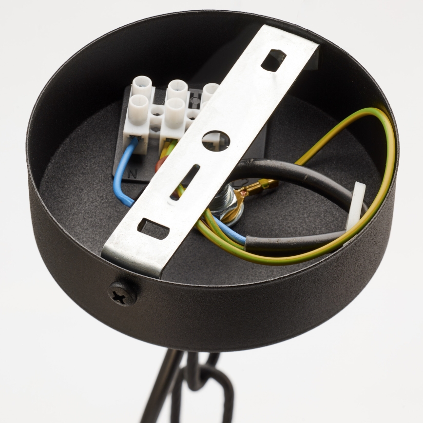 Jupiter 2108 - Πολυέλαιος με αλυσίδα ARTHUR 6xE27/15W/230V μαύρο/πορτοκαλί/μαρμάρινη διακόσμηση