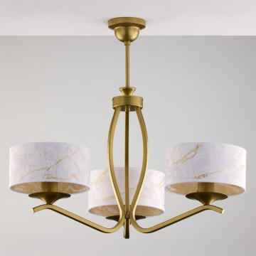 Jupiter 2109 - Πολυέλαιος σε ράβδο KASZMIR 3xE27/15W/230V λευκό/χρυσό/μαρμάρινη διακόσμηση