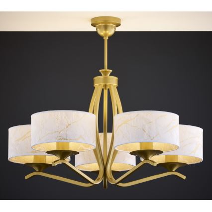 Jupiter 2110 - Πολυέλαιος σε ράβδο KASZMIR 5xE27/15W/230V λευκό/χρυσό/μαρμάρινο ντεκόρ