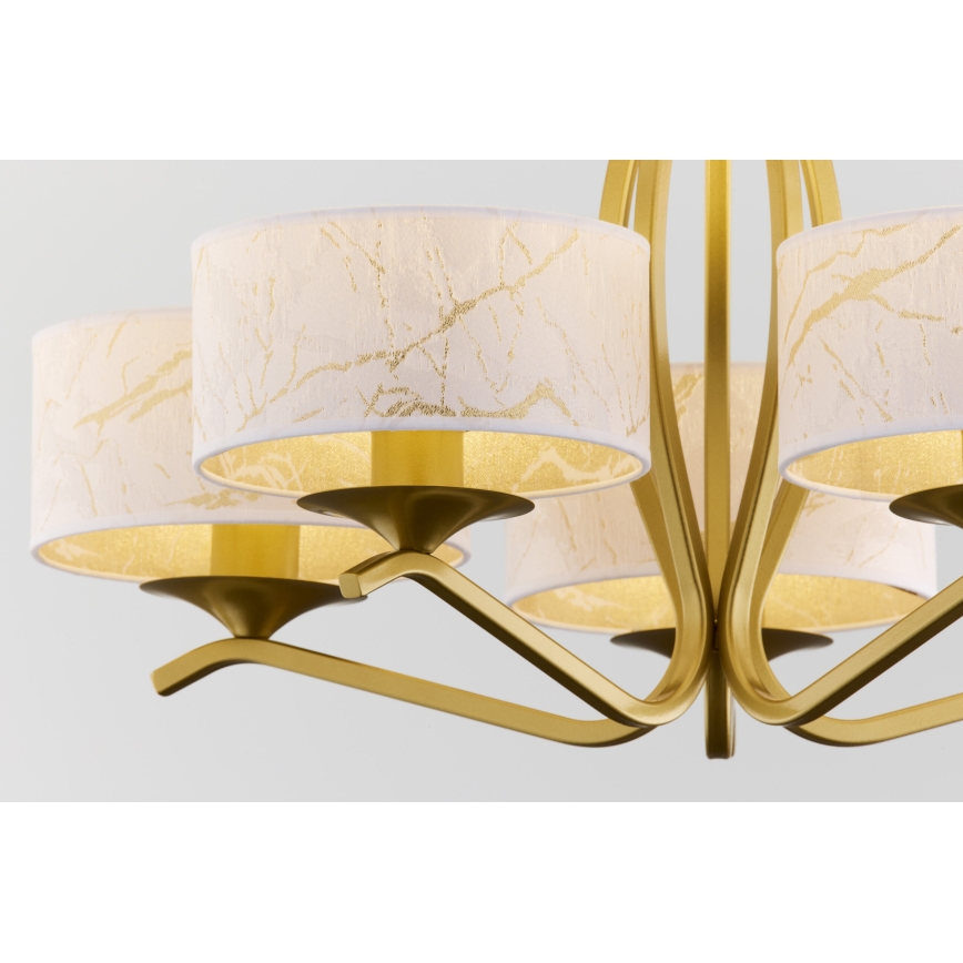 Jupiter 2110 - Πολυέλαιος σε ράβδο KASZMIR 5xE27/15W/230V λευκό/χρυσό/μαρμάρινο ντεκόρ