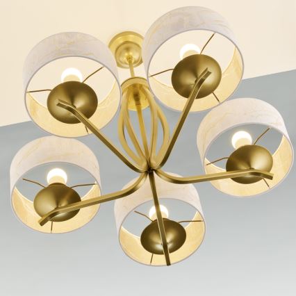 Jupiter 2110 - Πολυέλαιος σε ράβδο KASZMIR 5xE27/15W/230V λευκό/χρυσό/μαρμάρινο ντεκόρ