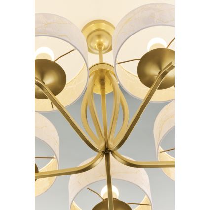 Jupiter 2110 - Πολυέλαιος σε ράβδο KASZMIR 5xE27/15W/230V λευκό/χρυσό/μαρμάρινο ντεκόρ