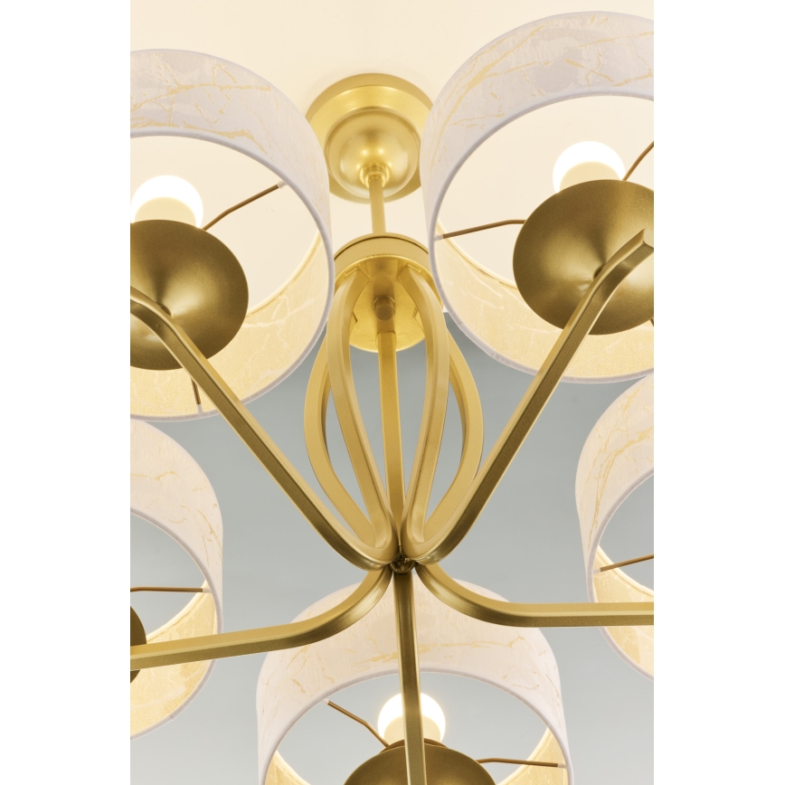 Jupiter 2110 - Πολυέλαιος σε ράβδο KASZMIR 5xE27/15W/230V λευκό/χρυσό/μαρμάρινο ντεκόρ