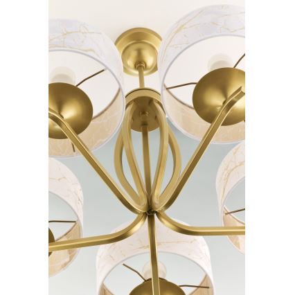Jupiter 2110 - Πολυέλαιος σε ράβδο KASZMIR 5xE27/15W/230V λευκό/χρυσό/μαρμάρινο ντεκόρ