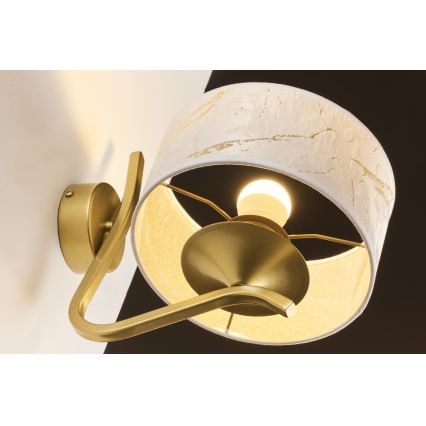 Jupiter 2111 - Επιτοίχιο φωτιστικό KASZMIR 1xE27/15W/230V λευκό/χρυσό/μαρμάρινο ντεκόρ