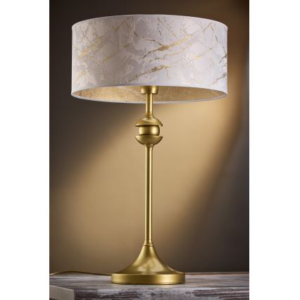 Jupiter 2112 - Επιτραπέζιο φωτιστικό KASZMIR 1xE27/15W/230V λευκό/χρυσό/μαρμάρινο φινίρισμα