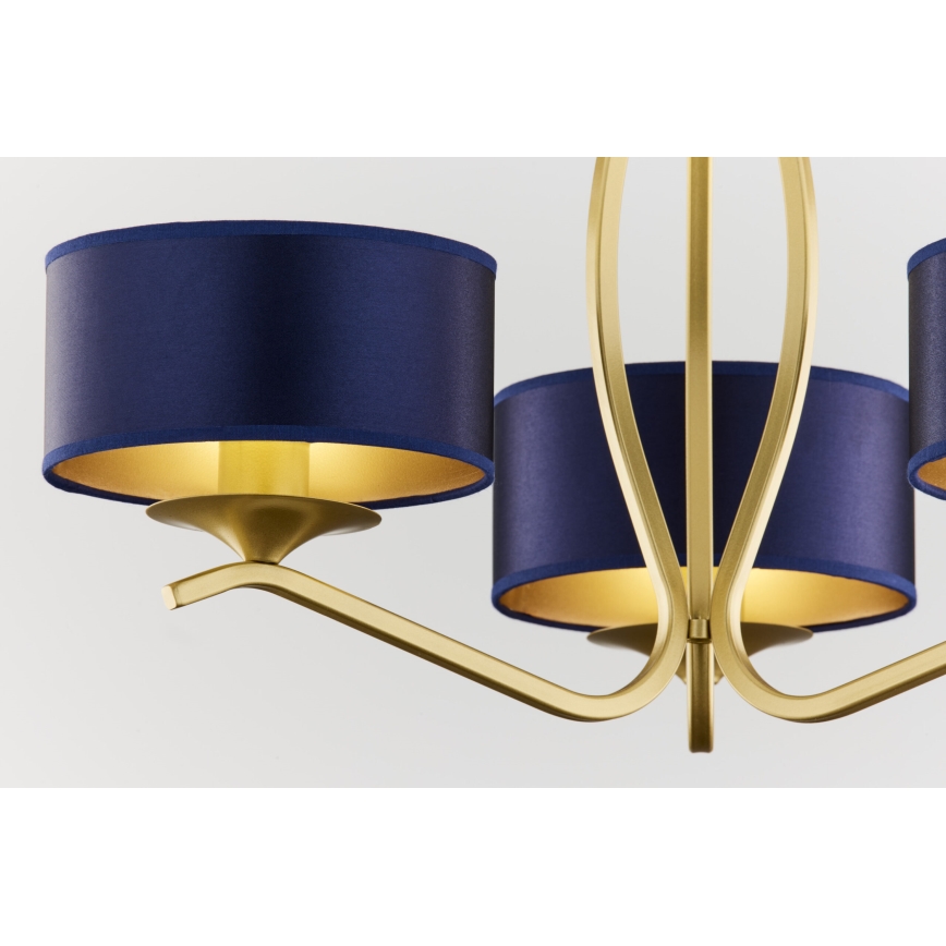 Jupiter 2113 - Κρεμαστό φωτιστικό σε ράβδο KASZMIR 3xE27/15W/230V μπλε/χρυσό