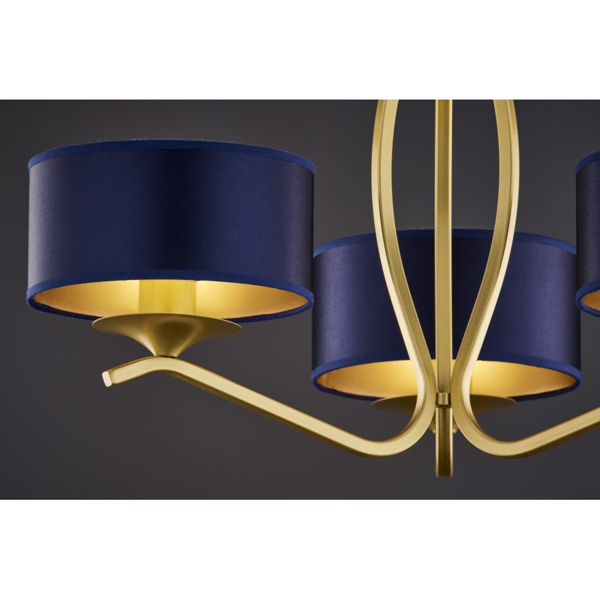 Jupiter 2113 - Κρεμαστό φωτιστικό σε ράβδο KASZMIR 3xE27/15W/230V μπλε/χρυσό