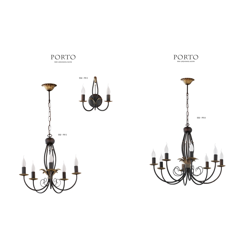 Jupiter 592 - PR 5 - Πολύφωτο με αλυσίδα PORTO 5xE14/40W/230V