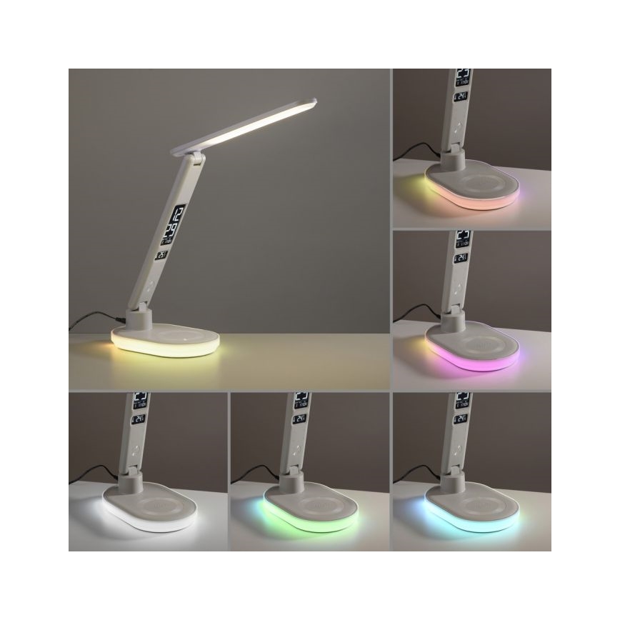 JUST LIGHT. 11018-16 - LED RGBW Ρυθμιστικός επιτραπέζιος λαμπτήρας αφής με ασύρματη φόρτιση TINA LED/4W/230V λευκός