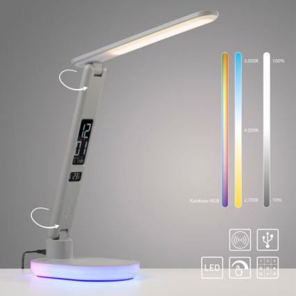 JUST LIGHT. 11018-16 - LED RGBW Ρυθμιστικός επιτραπέζιος λαμπτήρας αφής με ασύρματη φόρτιση TINA LED/4W/230V λευκός