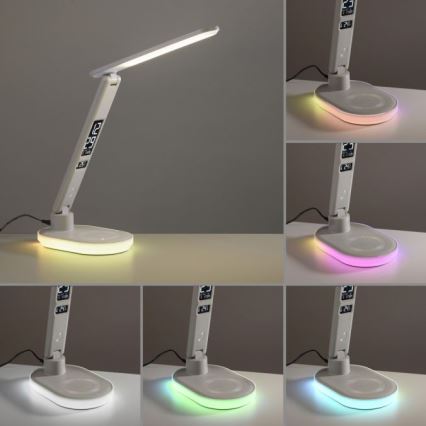 JUST LIGHT. 11018-16 - LED RGBW ρυθμιζόμενο επιτραπέζιο φωτιστικό αφής με ασύρματη φόρτιση TINA LED/4W/230V λευκό