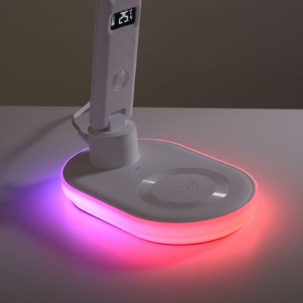 JUST LIGHT. 11018-16 - LED RGBW ρυθμιζόμενο επιτραπέζιο φωτιστικό αφής με ασύρματη φόρτιση TINA LED/4W/230V λευκό