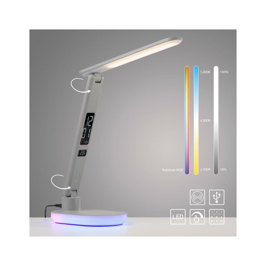 JUST LIGHT. 11018-16 - LED RGBW ρυθμιζόμενο επιτραπέζιο φωτιστικό αφής με ασύρματη φόρτιση TINA LED/4W/230V λευκό