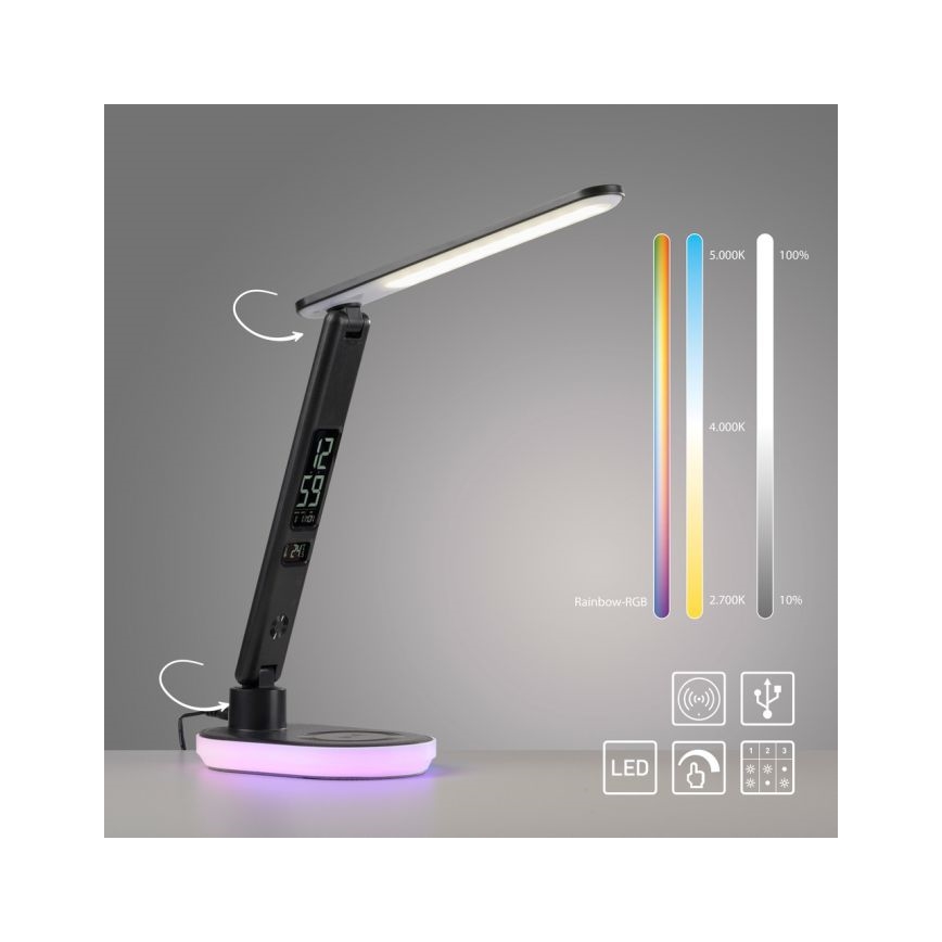 JUST LIGHT. 11018-18 - LED RGBW LED Επιτραπέζιο φωτιστικό αφής με δυνατότητα αυξομείωσης φωτισμού και ασύρματης φόρτισης TINA LED/4W/230V