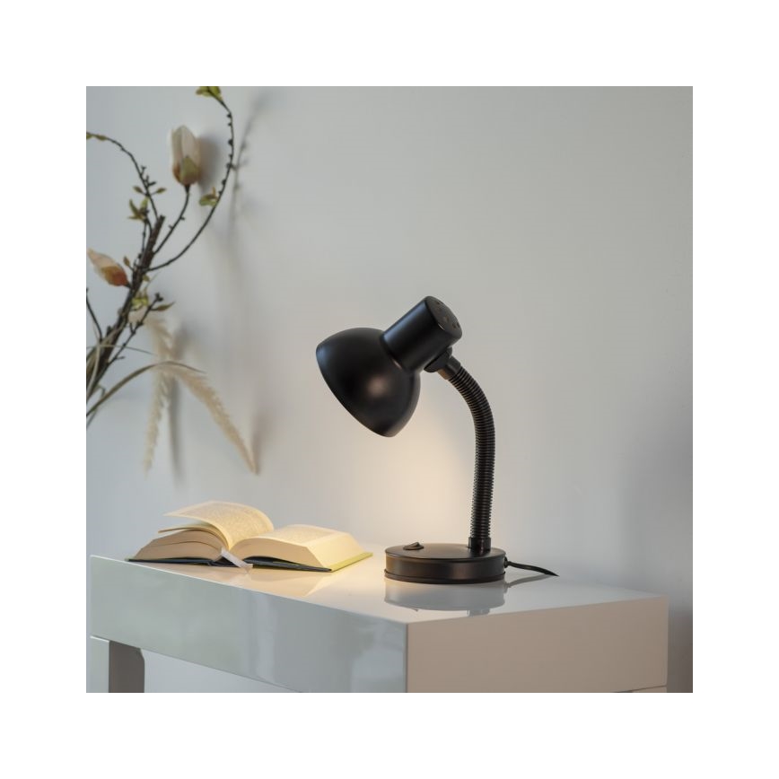 JUST LIGHT. 11080-18 - Επιτραπέζιο φωτιστικό FLEXI με ευλύγιστο βραχίονα 1xE27/25W/230V μαύρο