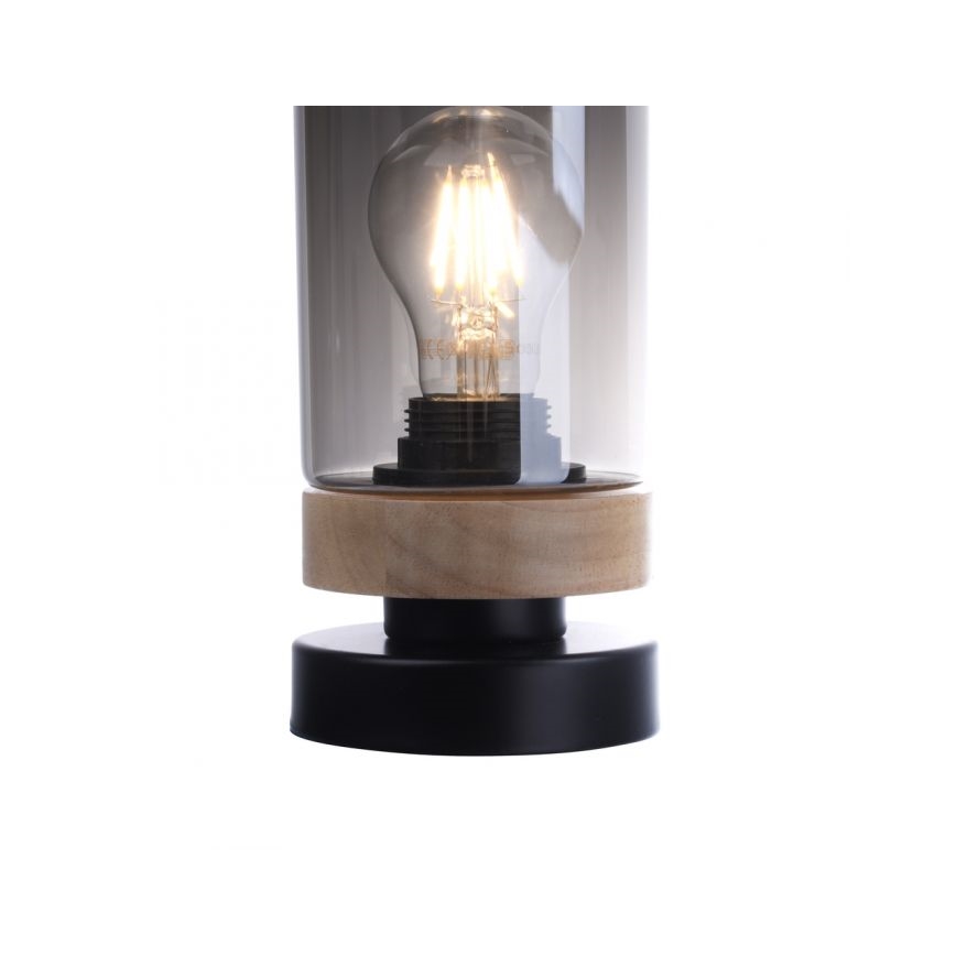 JUST LIGHT. 11310-18 - Eπιτραπέζιο φωτιστικό PASQUAL 1xE27/40W/230V μαύρο/Καουτσουκόδεντρο
