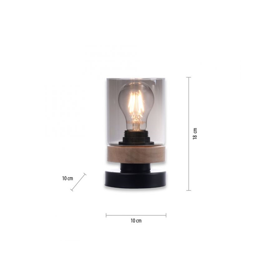 JUST LIGHT. 11310-18 - Eπιτραπέζιο φωτιστικό PASQUAL 1xE27/40W/230V μαύρο/Καουτσουκόδεντρο