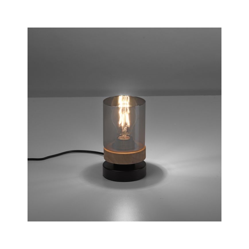 JUST LIGHT. 11310-18 - Eπιτραπέζιο φωτιστικό PASQUAL 1xE27/40W/230V μαύρο/Καουτσουκόδεντρο