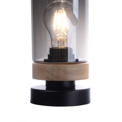 JUST LIGHT. 11310-18 - Eπιτραπέζιο φωτιστικό PASQUAL 1xE27/40W/230V μαύρο/Καουτσουκόδεντρο