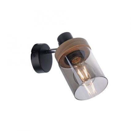 JUST LIGHT. 11311-18 - Προβολέας τοίχου PASQUAL 1xE27/40W/230V μαύρο/καουτσουκόδεντρο