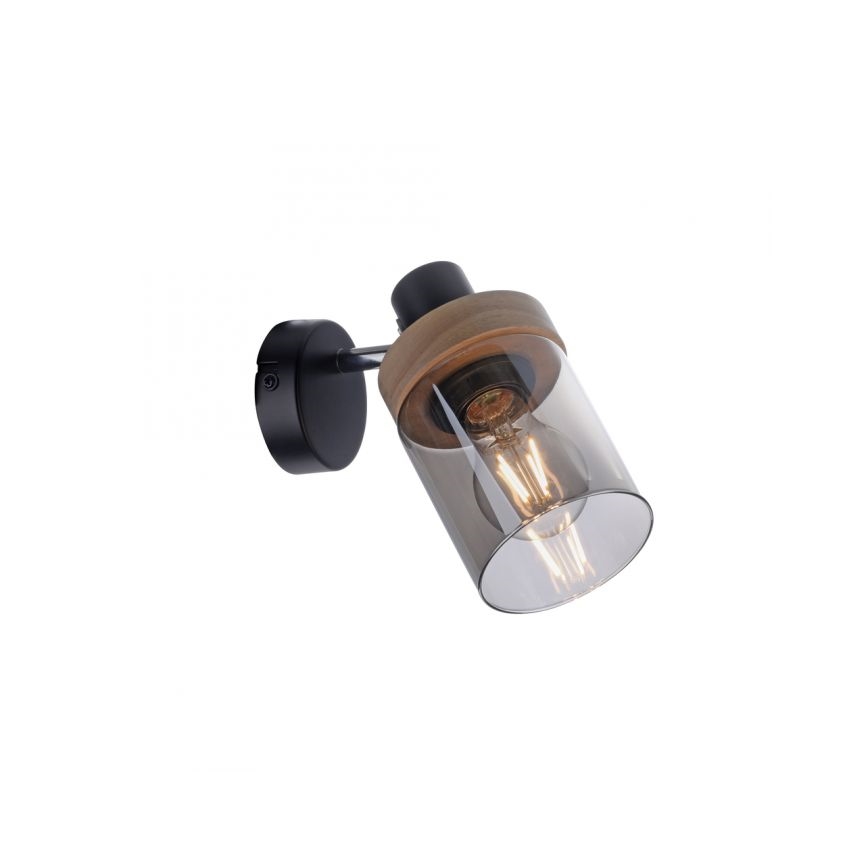 JUST LIGHT. 11311-18 - Προβολέας τοίχου PASQUAL 1xE27/40W/230V μαύρο/καουτσουκόδεντρο
