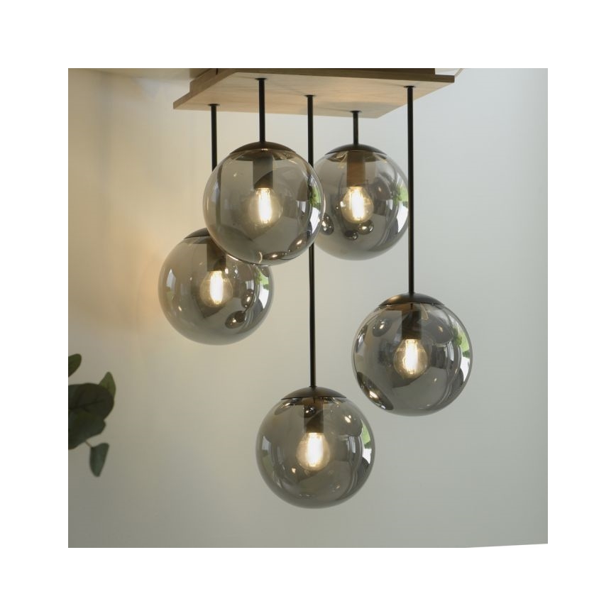 JUST LIGHT. 11395-79 - Κρεμαστό φωτιστικό WIDOW 5xE14/25W/230V δρυς