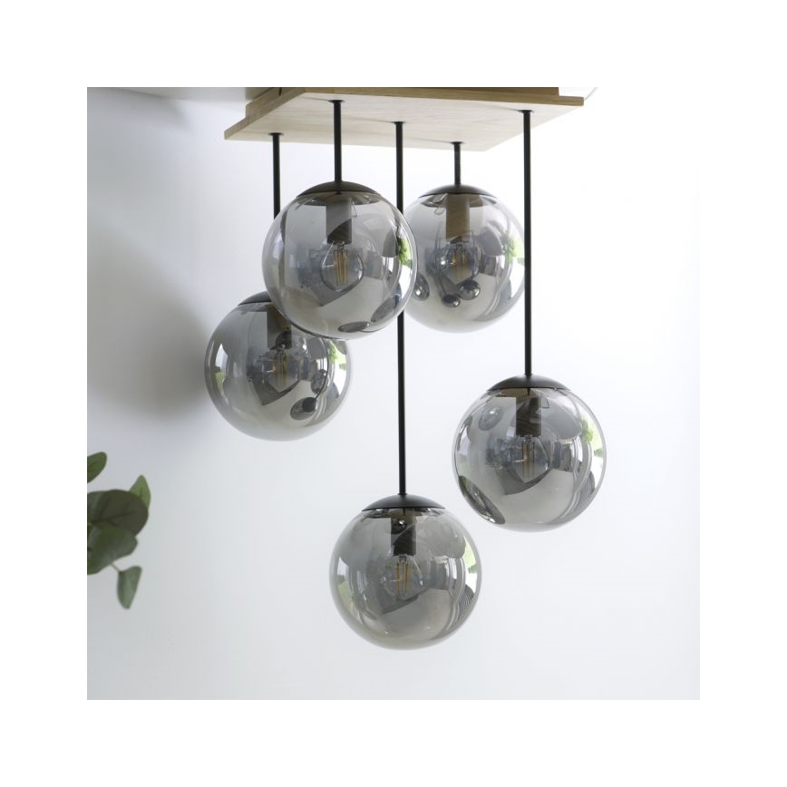 JUST LIGHT. 11395-79 - Κρεμαστό φωτιστικό WIDOW 5xE14/25W/230V δρυς
