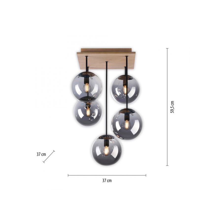 JUST LIGHT. 11395-79 - Κρεμαστό φωτιστικό WIDOW 5xE14/25W/230V δρυς