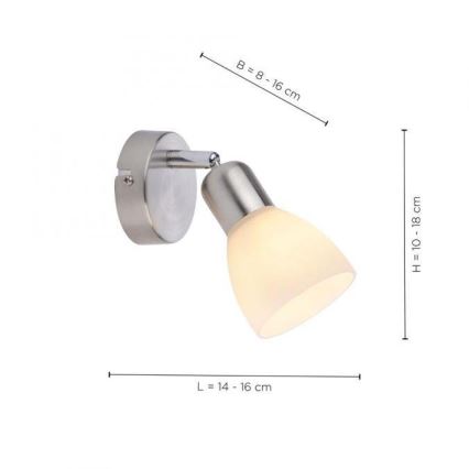 JUST LIGHT. 11951-55 - Σποτ τοίχου KARO 1xE14/40W/230V ματ χρώμιο