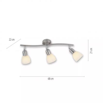 JUST LIGHT. 11953-55 - Σποτ φωτιστικό KARO 3xE14/40W/230V ματ χρώμιο