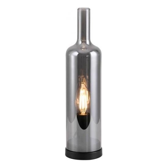 JUST LIGHT. 14006-25 - Επιτραπέζιο φωτιστικό BOTTLE 1xE14/25W/230V μαύρο/καπνιστό