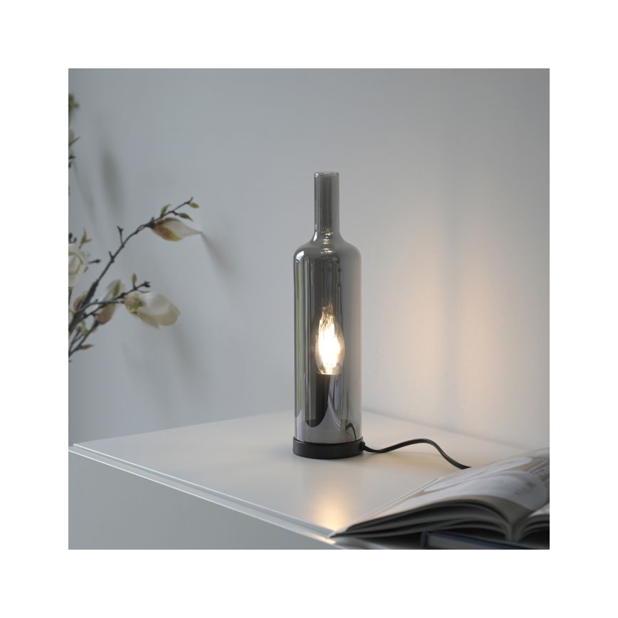 JUST LIGHT. 14006-25 - Επιτραπέζιο φωτιστικό BOTTLE 1xE14/25W/230V μαύρο/καπνιστό