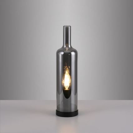 JUST LIGHT. 14006-25 - Επιτραπέζιο φωτιστικό BOTTLE 1xE14/25W/230V μαύρο/καπνιστό
