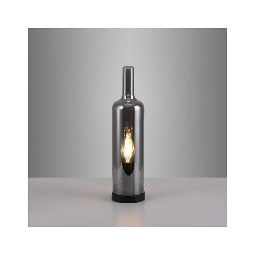 JUST LIGHT. 14006-25 - Επιτραπέζιο φωτιστικό BOTTLE 1xE14/25W/230V μαύρο/καπνιστό