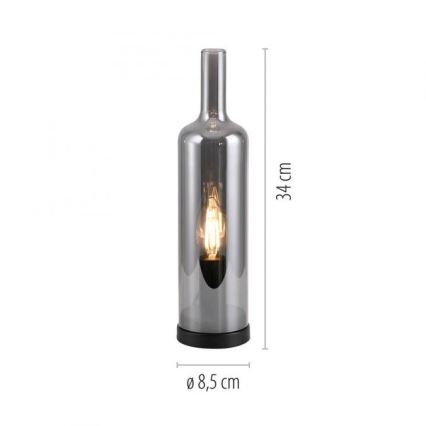 JUST LIGHT. 14006-25 - Επιτραπέζιο φωτιστικό BOTTLE 1xE14/25W/230V μαύρο/καπνιστό