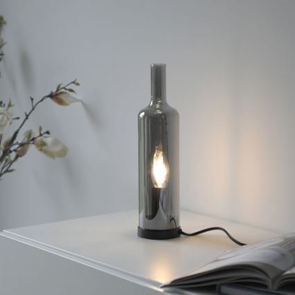 JUST LIGHT. 14006-25 - Επιτραπέζιο φωτιστικό BOTTLE 1xE14/25W/230V μαύρο/καπνιστό